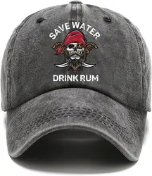 Save Water Fun Distressed Washed Black Baseball Cap, Vintage Regulowana bawełniana czapka, zabawny prezent emerytalny dla mężczyzny