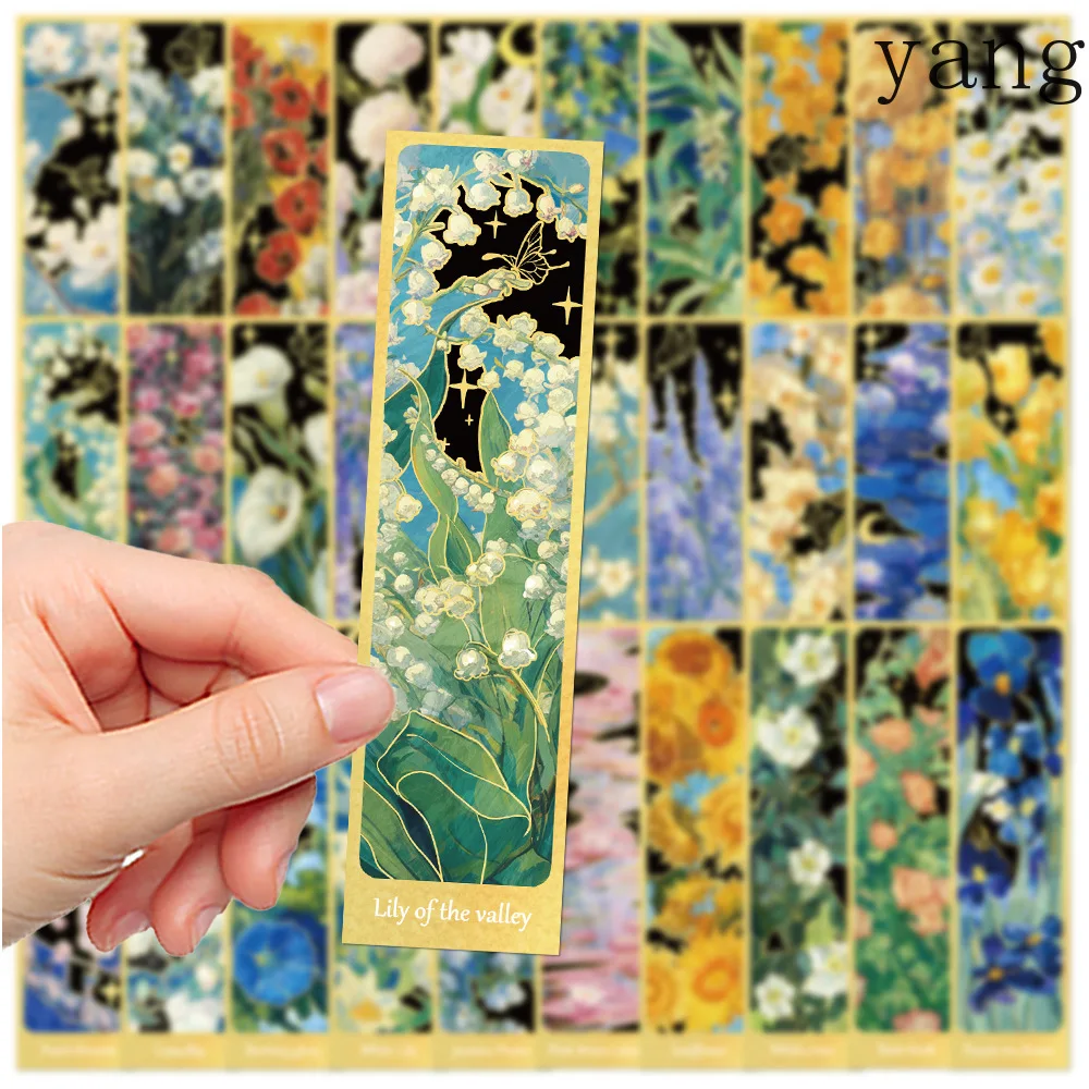 CX 30 Flower Oil Painting Bookmarks Handbook DIY Literary Creative Materials Student Reading Marks Exquisite Paper Bookmarks