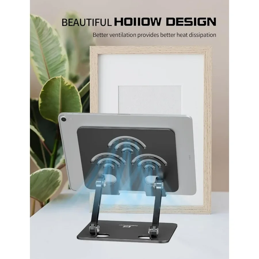 حامل تابلت قابل للتعديل للمكتب، حامل ألومنيوم ممتاز لأجهزة iPad اللوحية Kindles Switch الهواتف وجميع الأجهزة حتى 14 بوصة