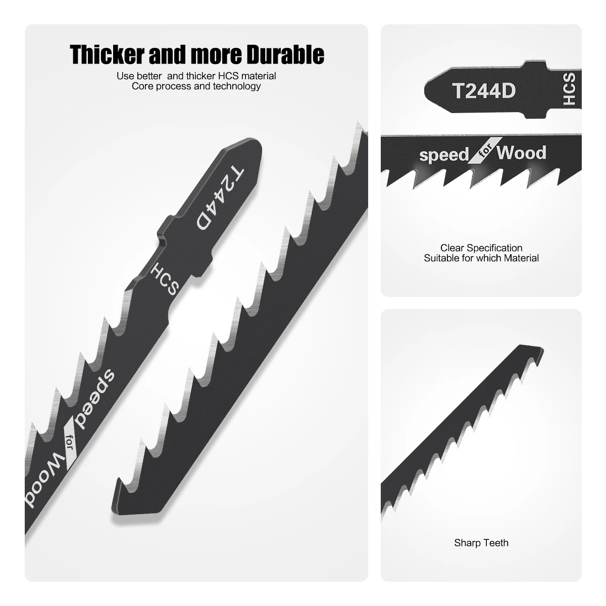 52pcs Jigsaw Blades Set T-Shaft HCS Assorted Jig Saw Blades for Wood Plastic Metal Cutting Woodworking Blade Hand Tool