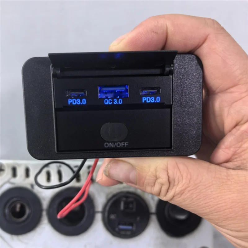 

【Flash Sale】2PCS 3 Ports 12V RV USB Outlet 90W, Dual PD3.0 Type-C Quick Charge 72W & USB QC3.0 18W Panel Wall Mount Easy Install