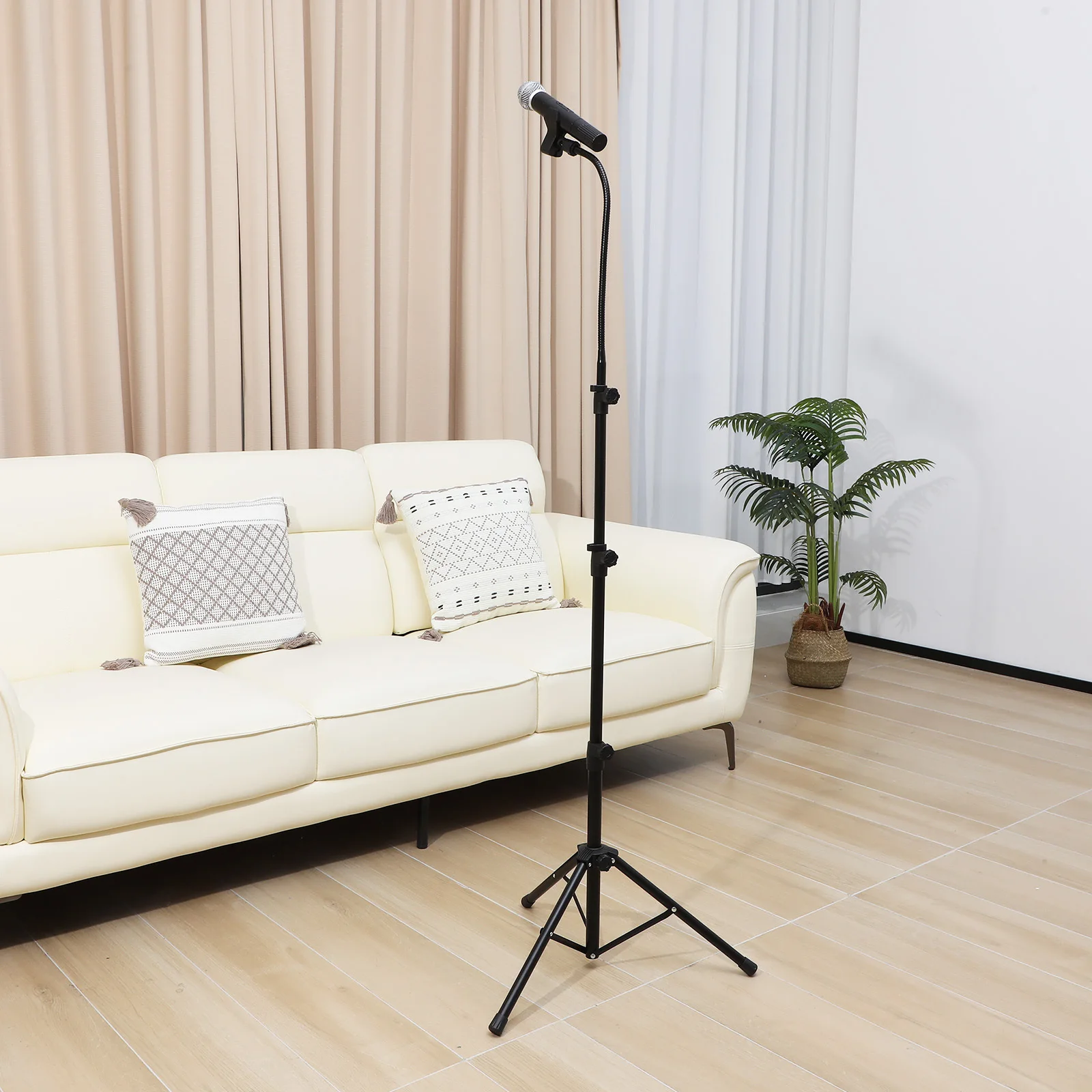 

1Set Microphone Stand Floor Tripod Adjustable Heavy Duty Mic Holder Stable Mic Stand for Studio Recording Performance