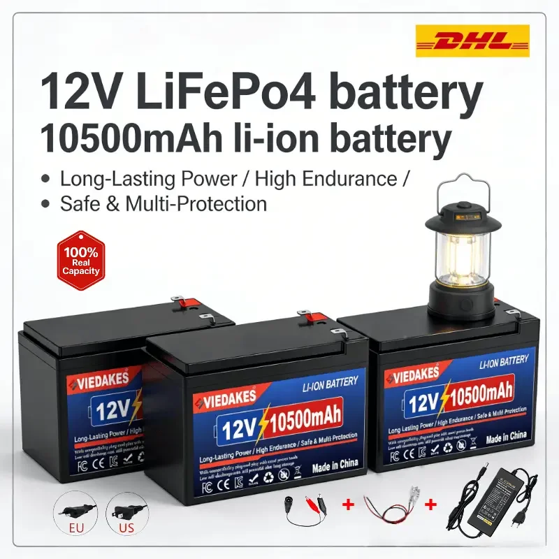 

12V LiFePO4 Battery BMS Akku With Charger For Kids Toy Cars VIEDAKES Lightweight High Capacity Long Lasting