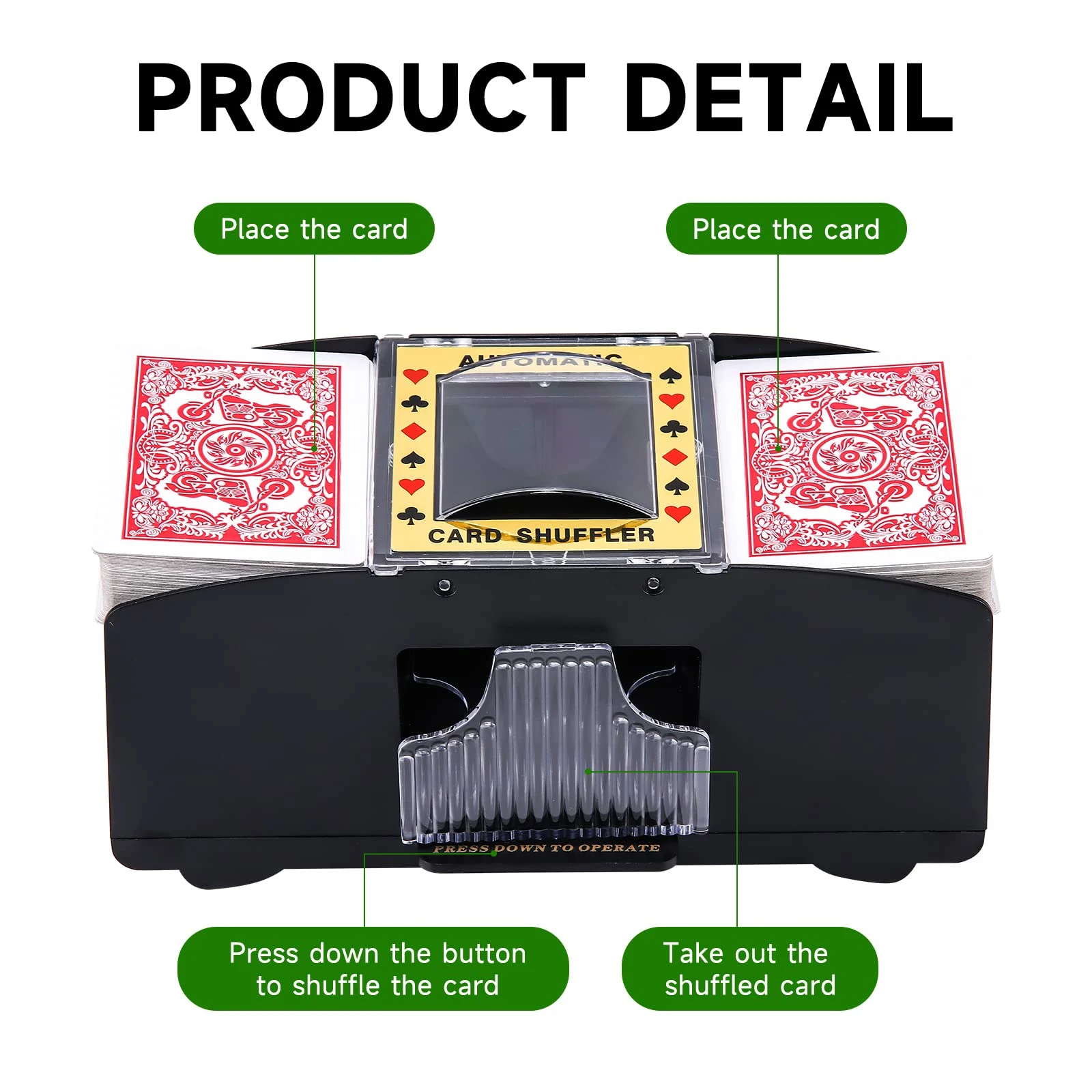 

Automatic Card Shuffler 2-Deck Electric Poker Shuffling MachineBattery-Powered Casino Card Mixer for Poker Prevent Cheating