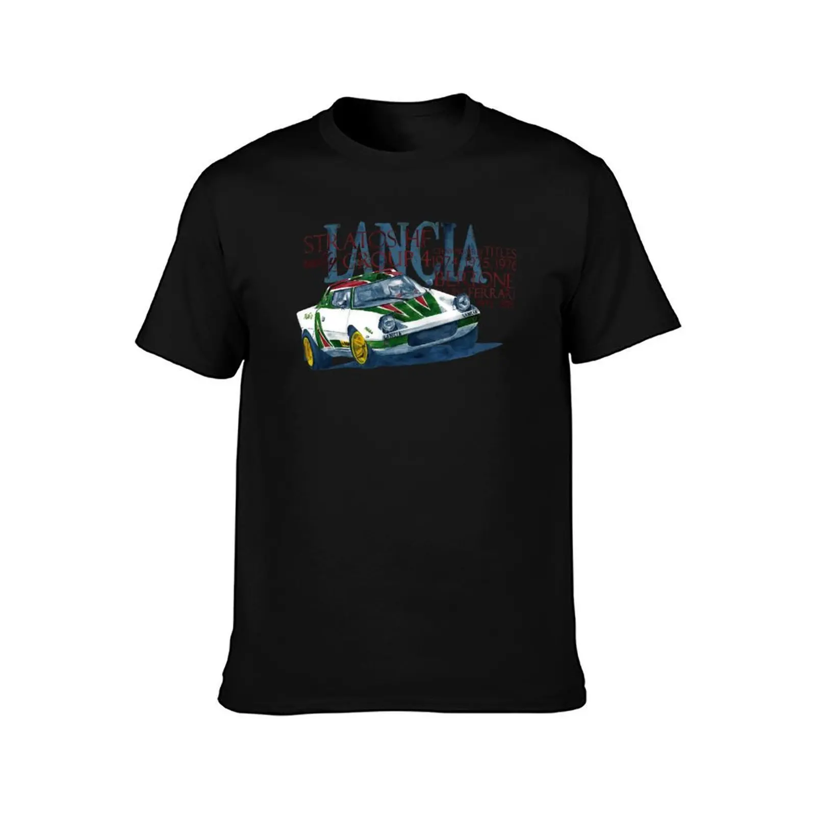 Rally Group B-Lancia Stratos T-Shirt, Summer Casual Cotton Tee, Oversized Streetwear Tops, Vintage Graphic Print, 100% Cotton