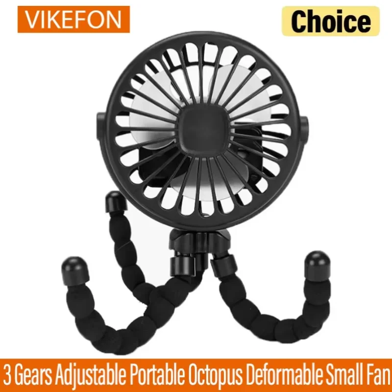 

3 Gears Adjustable Portable Octopus Deformable Small Fan 360° Shaking Head Folding Handheld Outdoor USB Charging Desktop Fa