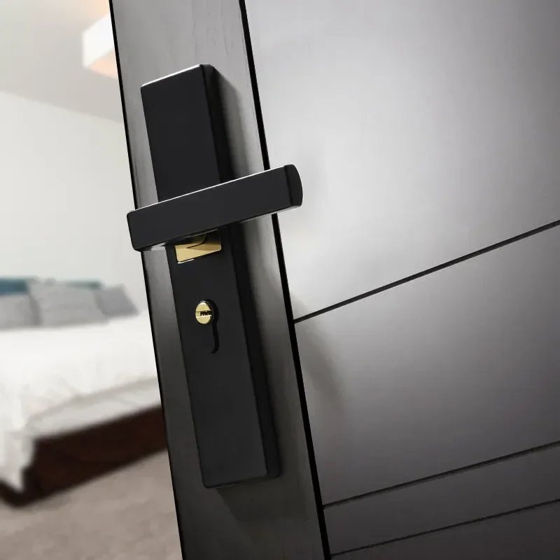 

Security Door Handle Aluminium Alloy Old Lock Thickened Panel Handle Mute Door Lock Fittings Home Hardware Punch-free Universal