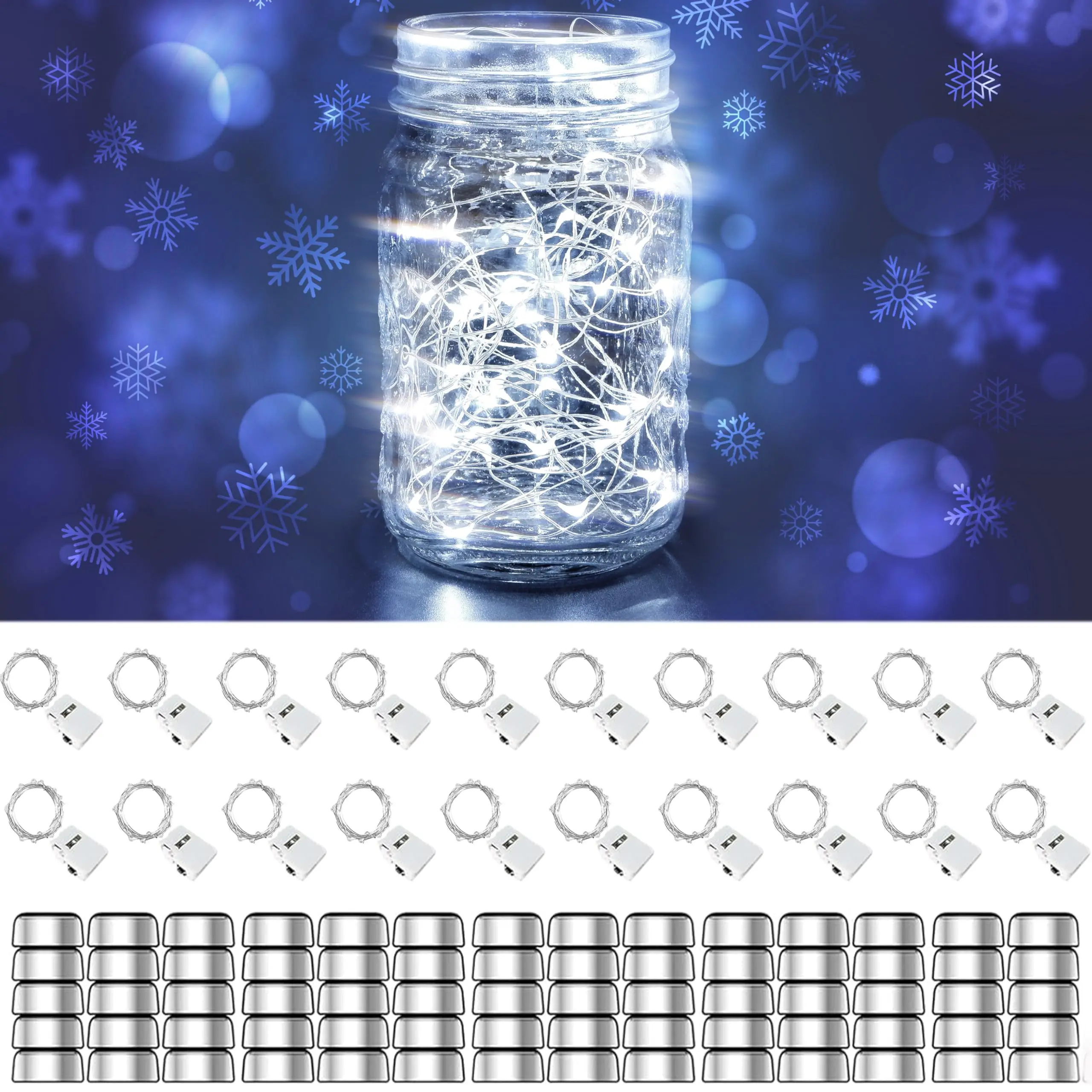 

LED String Fairy Lights 10/20 Pack Silver Copper Wire Battery Powered Lights for Wedding Party Christmas Room Garden Decoration