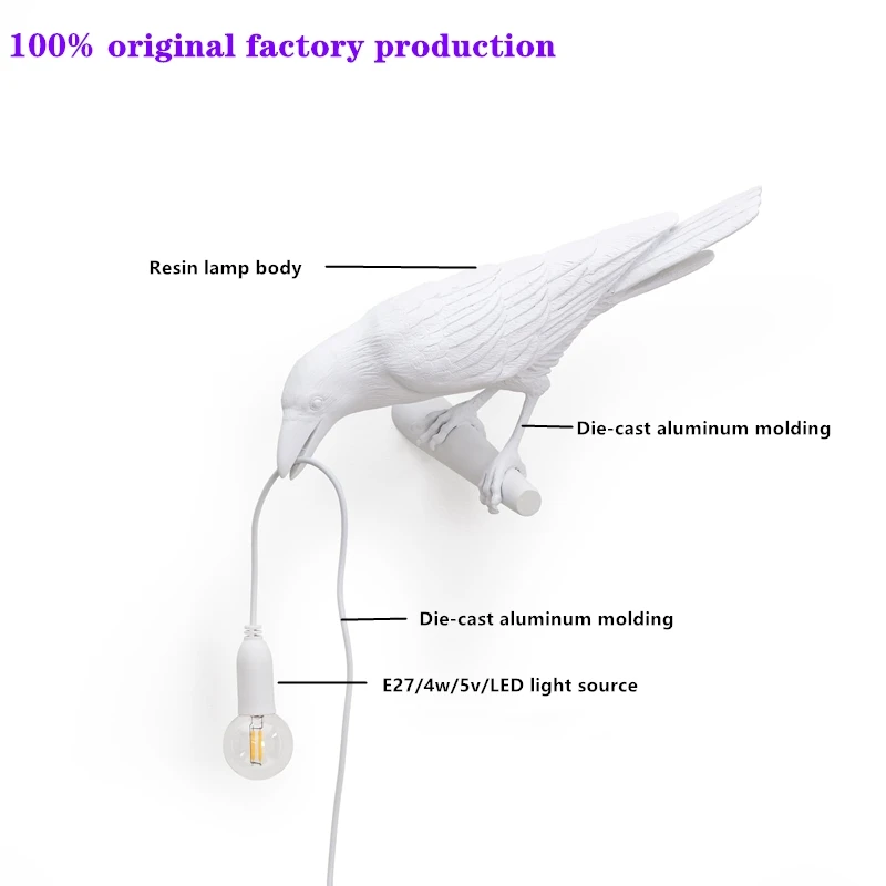 寝室とリビングルームの装飾用の鳥の形をしたランプ,モダンな樹脂ランプ,白黒,LED照明器具,イタリアのデザイナー