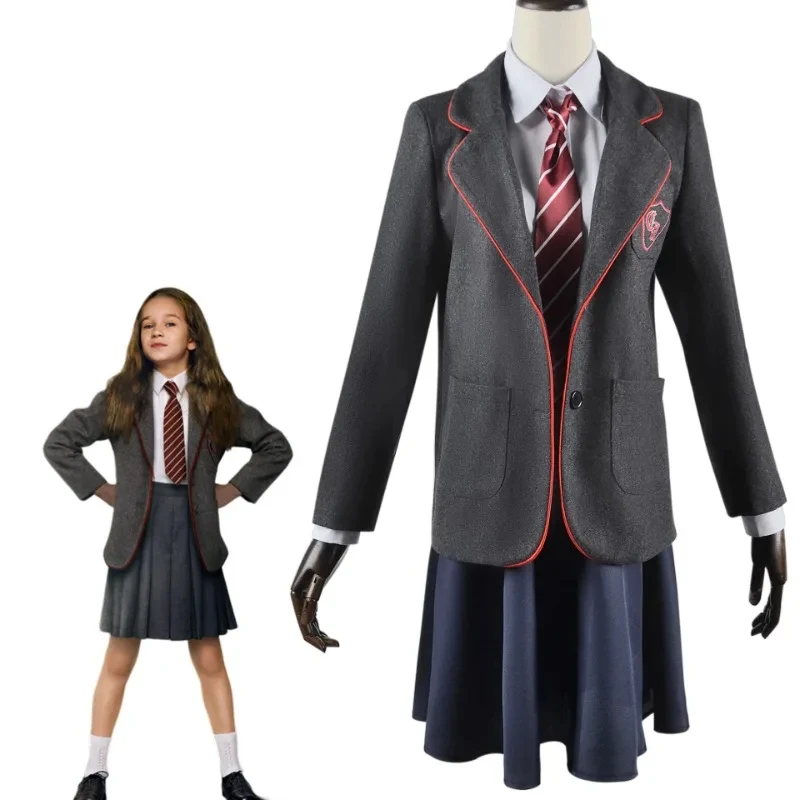 

Movie Matilda Cosplay Costume Girl School Uniform Coat Skirt Tie Roald Dahls Matilda the Musical Costume Cosplay Outfit for Kids