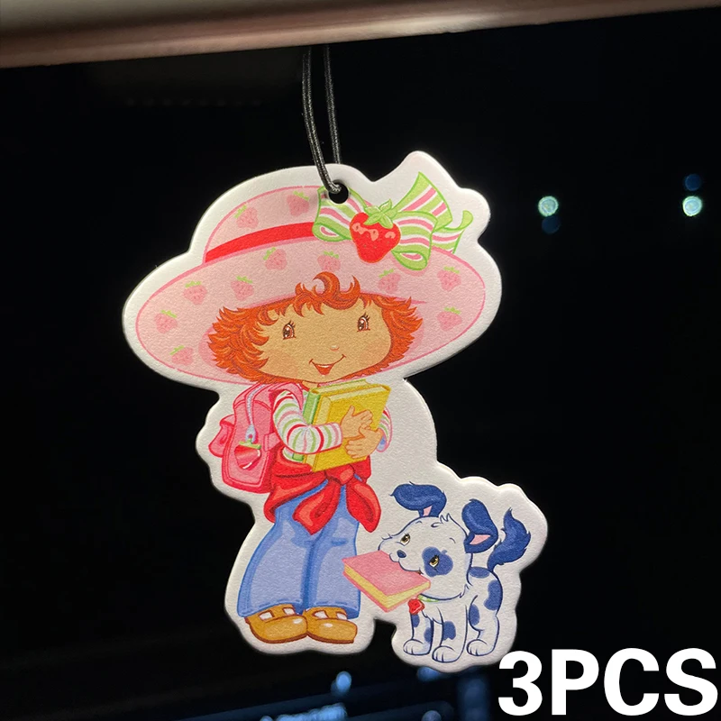 Strawberry Girl Goes to School with Her Puppy Hilton (Hotel Scent) Car Fragrance Tablets, Wardrobe Air Freshener, Perfume, Rearview Mirror Decoration, Car Interior Hanging Ornament, Natural Scent Air Purifier, Anime Cartoon Toilet Scent Sachet, Living Room Office Room Bedside Hanging Decoration view 4