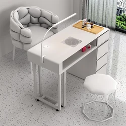 Japanese Cream Style Manicure Table Modern Luxury Multifunction Storage Nail Tables Reception Salon Furniture Nail Desk LLMT