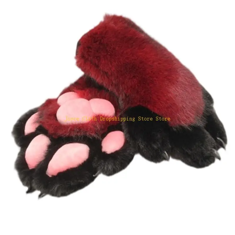 Wolf Paws Gloves Dog Paws Gloves With Claw Animal Paws Mittens Cosplay Halloween Fancy Party Costume Accessories 10CD