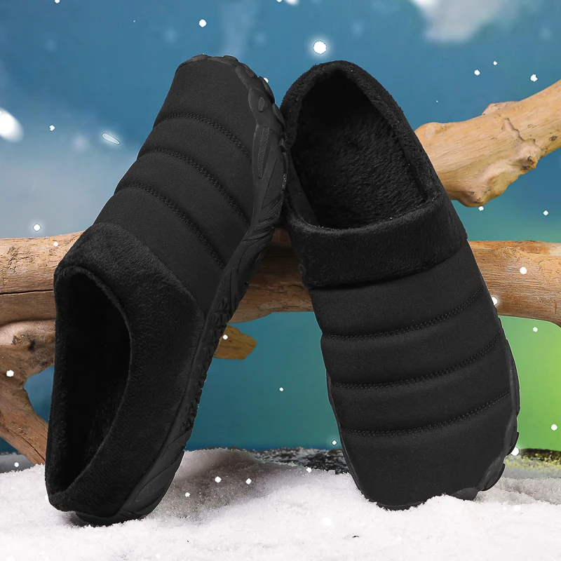 

Winter Mens Indoor Plush Slippers Unisex Cotton Shoes Super Warm Fur Home Footwear Anti-Skid Cotton Slippers for Men And Women