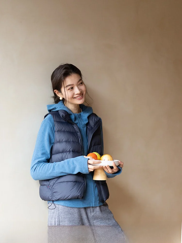 

Жилет для похудения из гусиного пуха LC082, женский модный многослойный элемент, тонкий, на молнии, из полиэфирного волокна