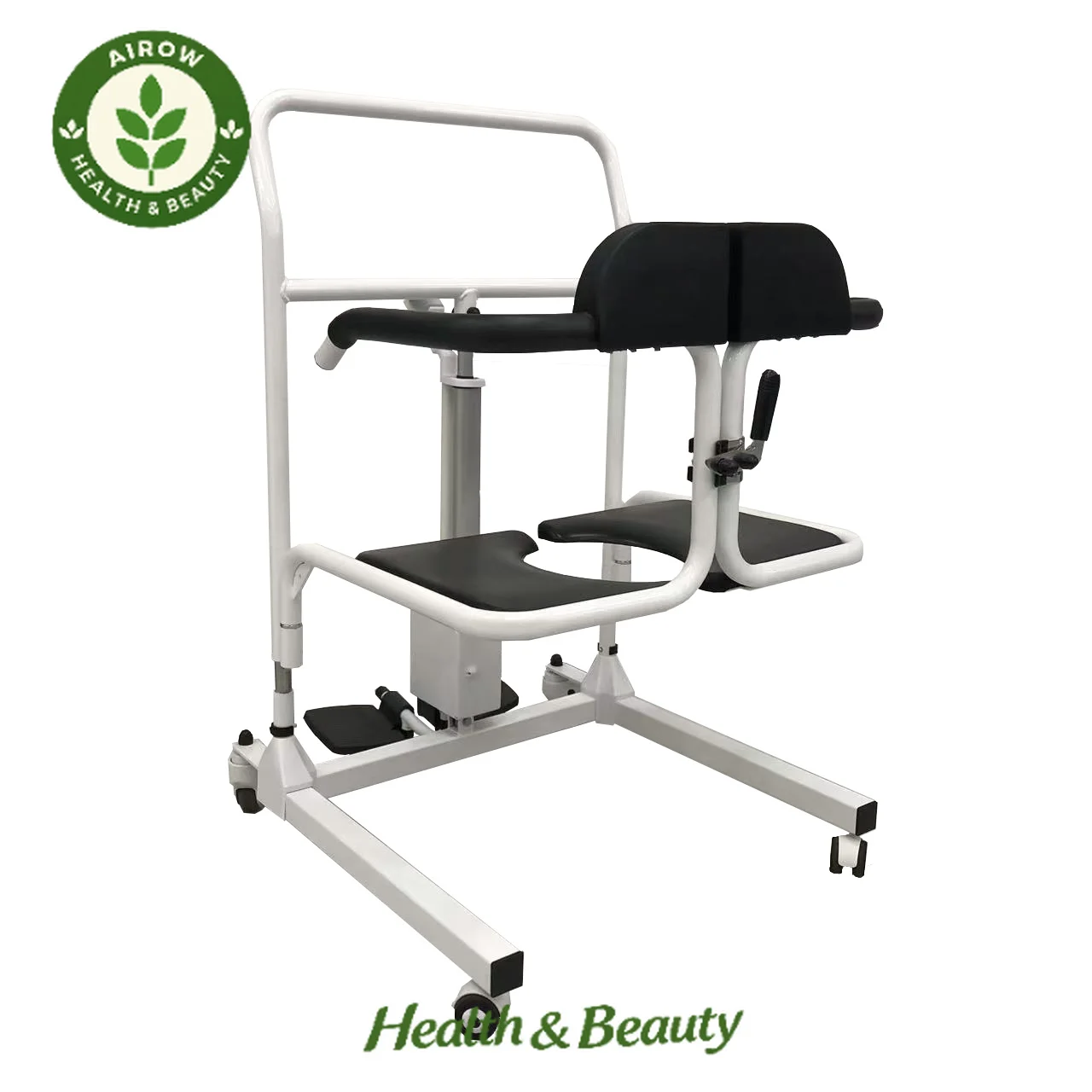 AIROW Motorized Toilet Lift Chair for Elderly and Disabled Safe Bathroom Transfer Mobility Assistance Wheelchair System