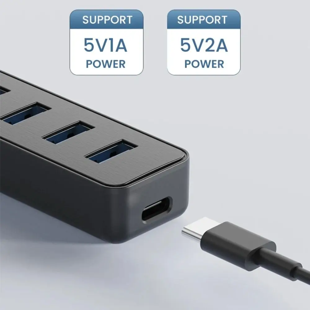 4 Port USB 3.0 Hub with Type C Port Expansion Dock USB 3.0 Splitter High Speed Multifunctional USB Power Adapter Splitter
