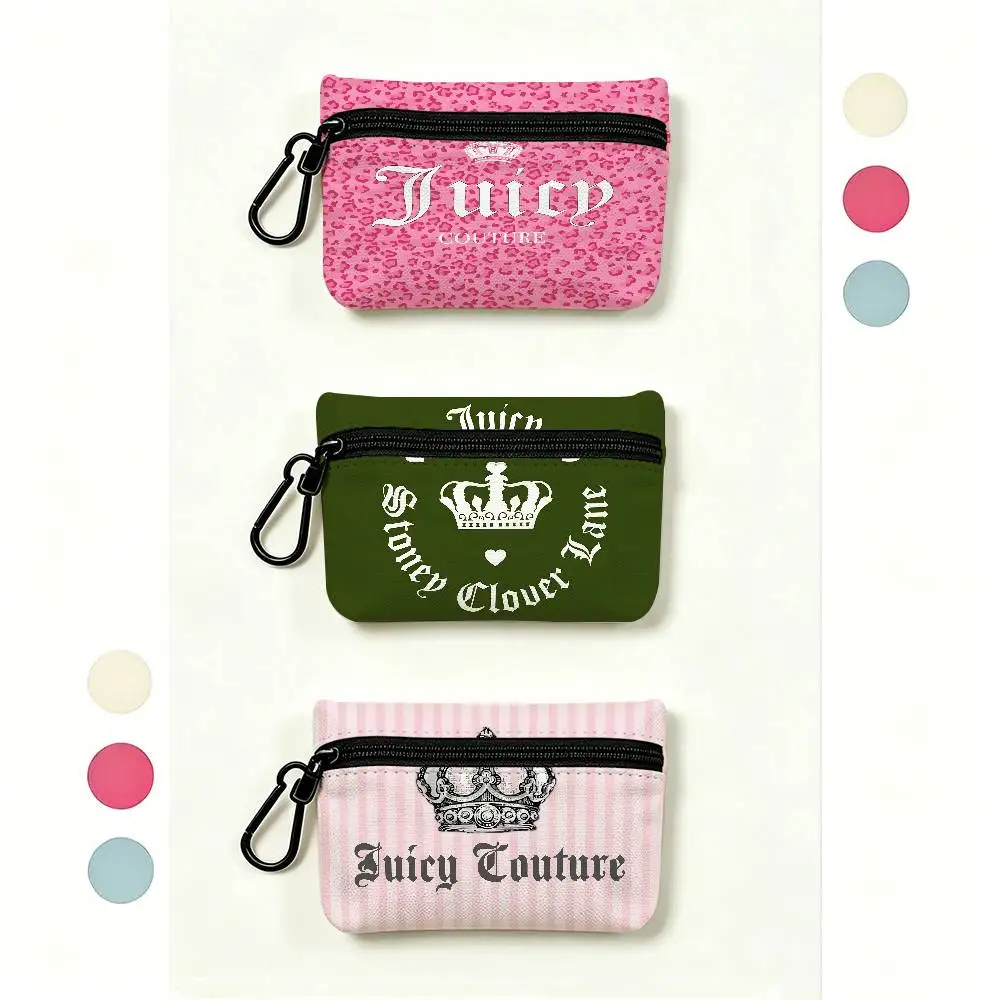 J-Juicy C-C-Couture Oxford Coin Wallet Detachable Carabiner Hook Compact Storage Bag For Outdoor Shopping Accessory
