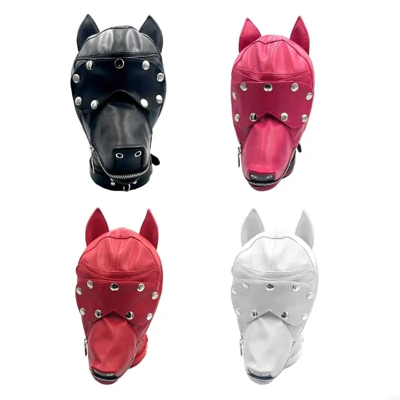 

N7YF Halloween Mask Dog Headpieces with Eye Cover for Men Women Dog Masquerade