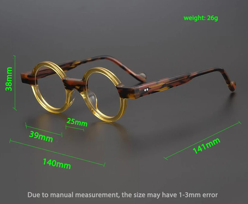55104 Runde Acetat Brillen Rahmen Männer Myopie Brillen Frauen Optische Gläser Steampunk Brillen – Detail 4
