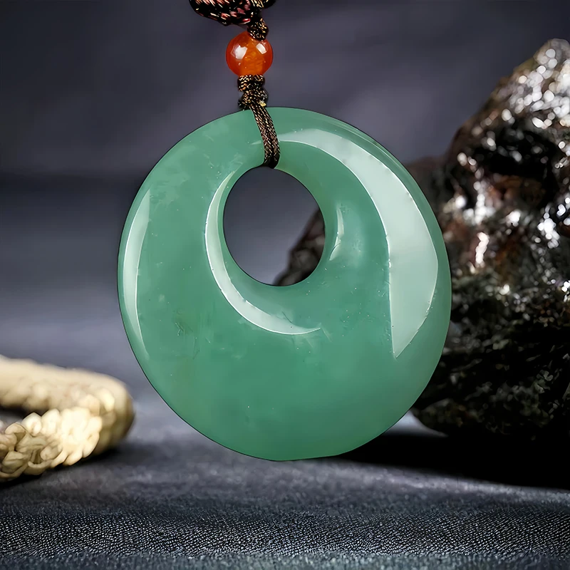 Natural Dongling Jade Peace Buckle Pendant Jadeite Green Raw Stone Men's and Women's Necklaces Exquisite Fashion Jewelry Gifts