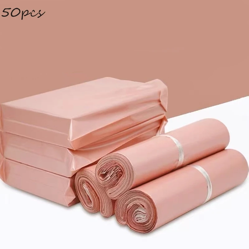 50Pcs/Pack Courier Bag Rose Gold Pearl Powder Mail Bags Poly Envelope Packing Clothing Express Bag Mailer Postal Shipping Bags