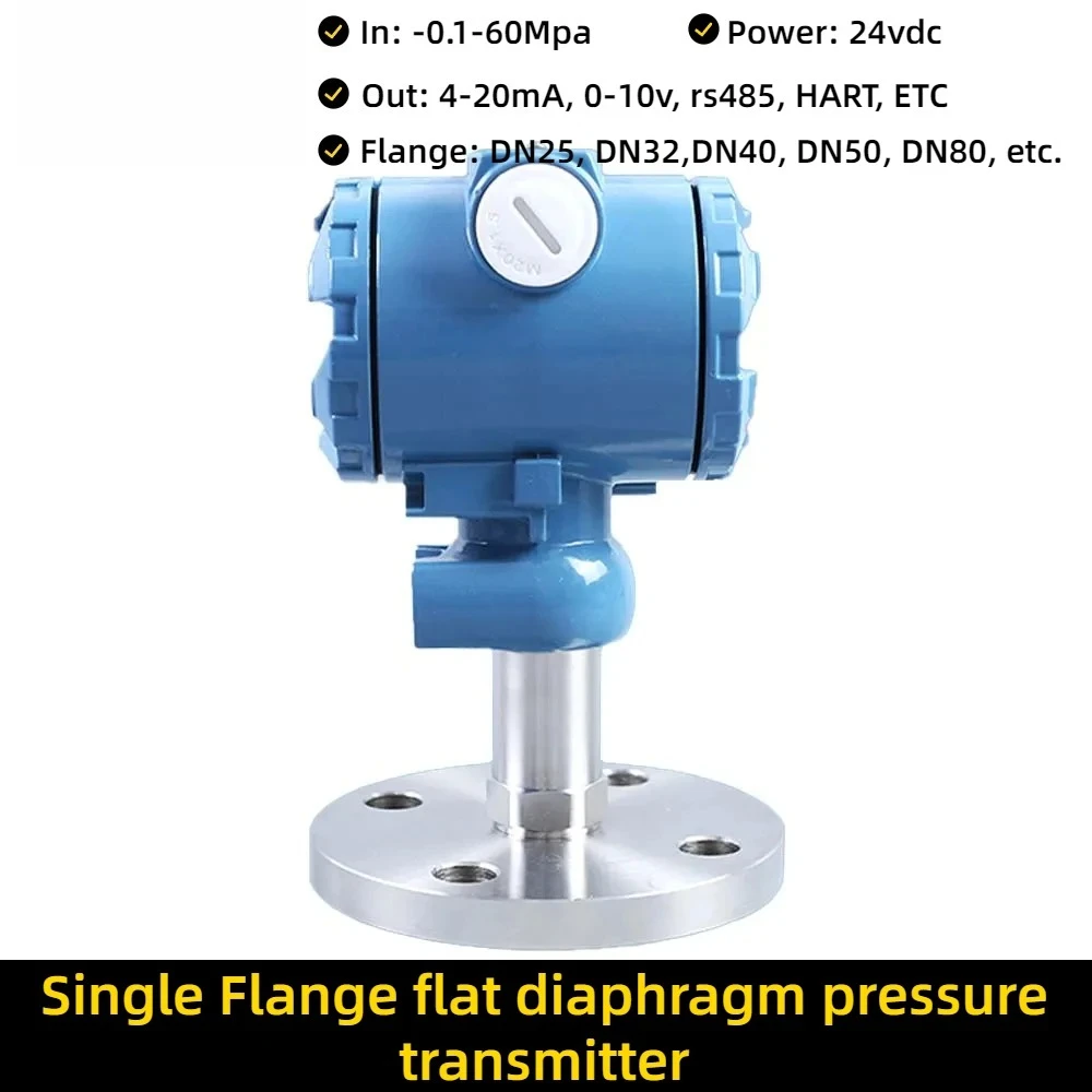 Dn25 Explosion Proof Pressure Sensor Flat Membrane 4-20ma rs485 Single Flange Pressure Transmitter