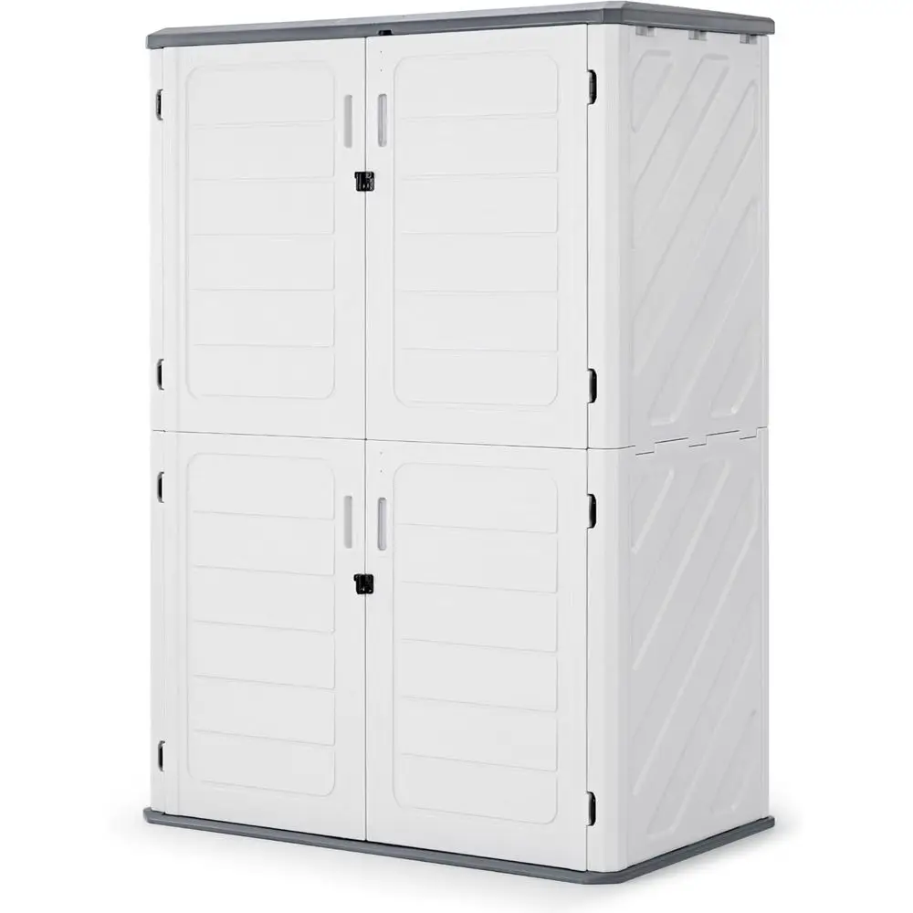 

Пластиковый уличный шкаф для хранения объемом 50 кубических футов с полом, водонепроницаемый сарай из полимерной смолы 4,3 x 2,5 фута, надежное хранилище для сада и патио