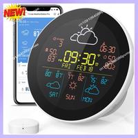 T24C Tuya Wifi Weather Clock Weather Weather Station Wireless Smart Thermometer Hygrometer Remote Meter Alarm Clock EU Plug