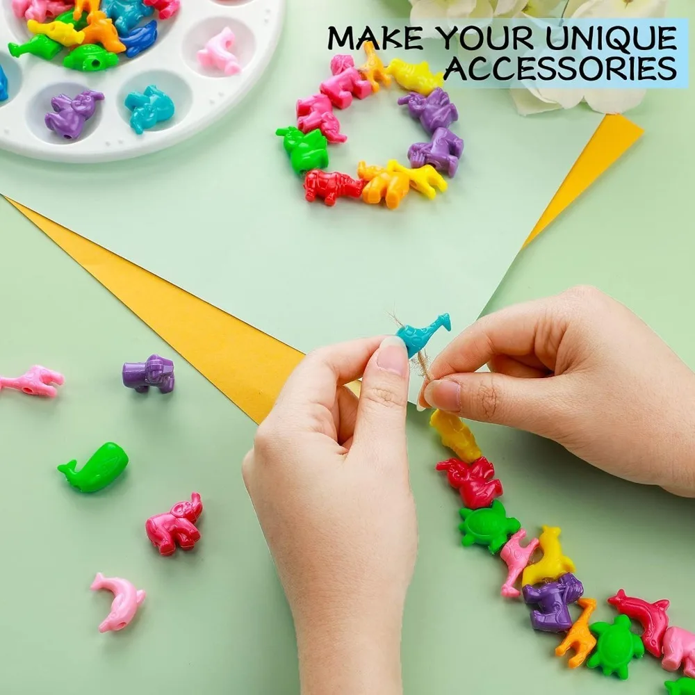 10/30/60pcs Multi-color Animal Shaped Beads Plastic Marine Land Animal Beads for DIY Bracelet Necklace Pendant Making