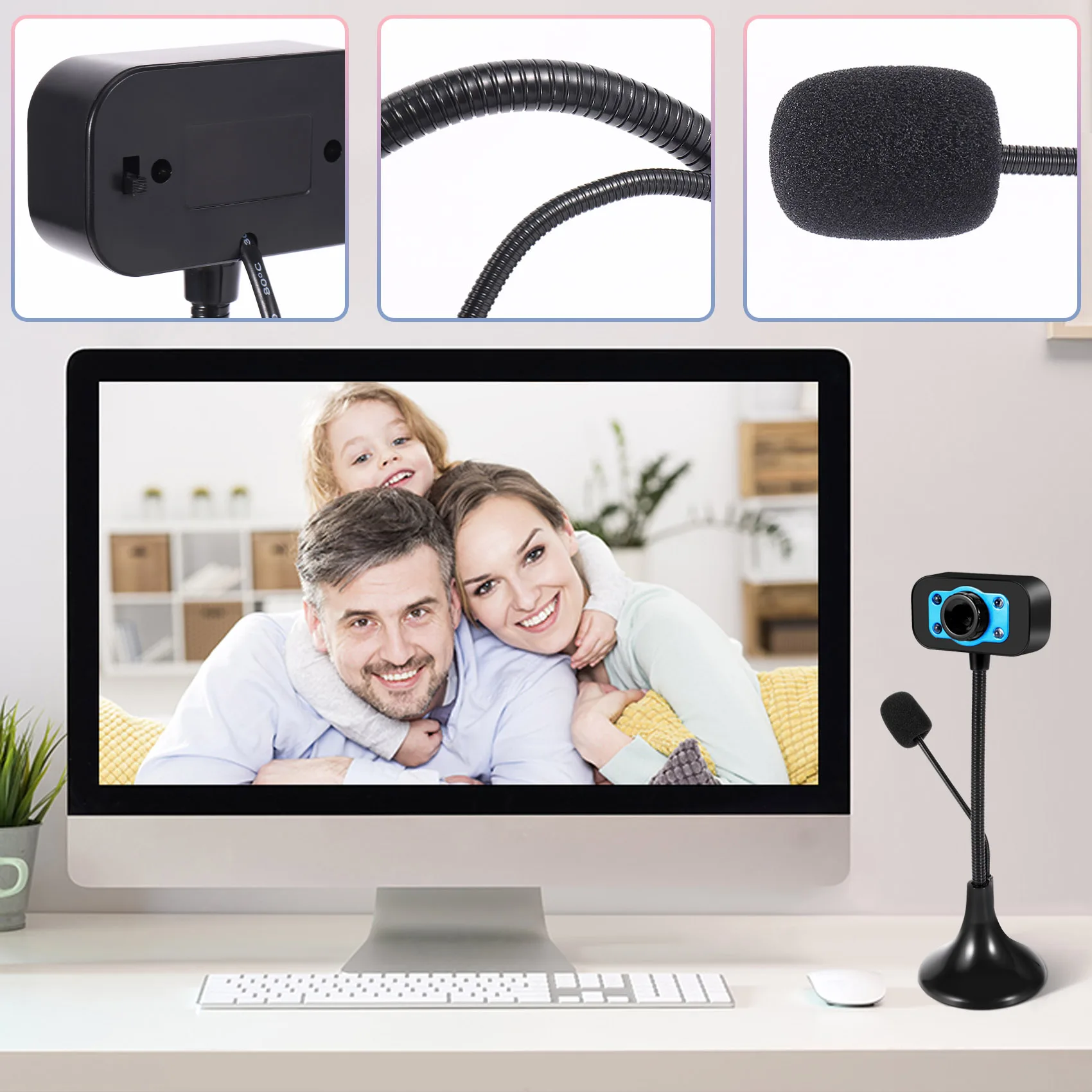 Web Camera USB High Definition Webcam 4 Led Web Cam with MIC Desktop for Skype Youtube Computer PC LaptopJAS