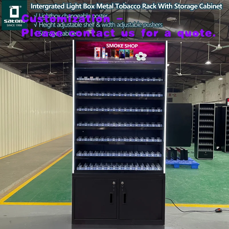 custom.USA Smoke Shop Metal Display with Adverting Light Box and Storage Cabinet Custom