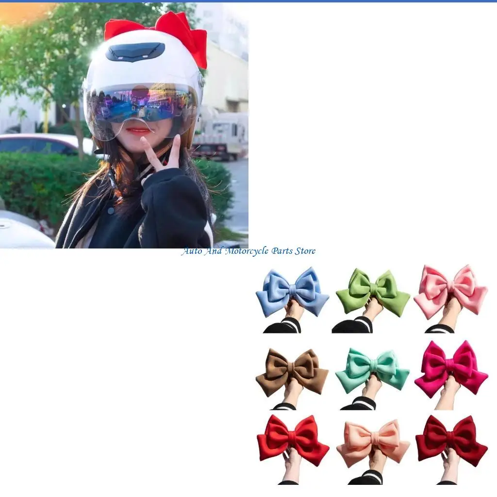 

P9FD Motorbike Helmets Decor Adhesive Large Bowknot Ornament Helmets Decoration