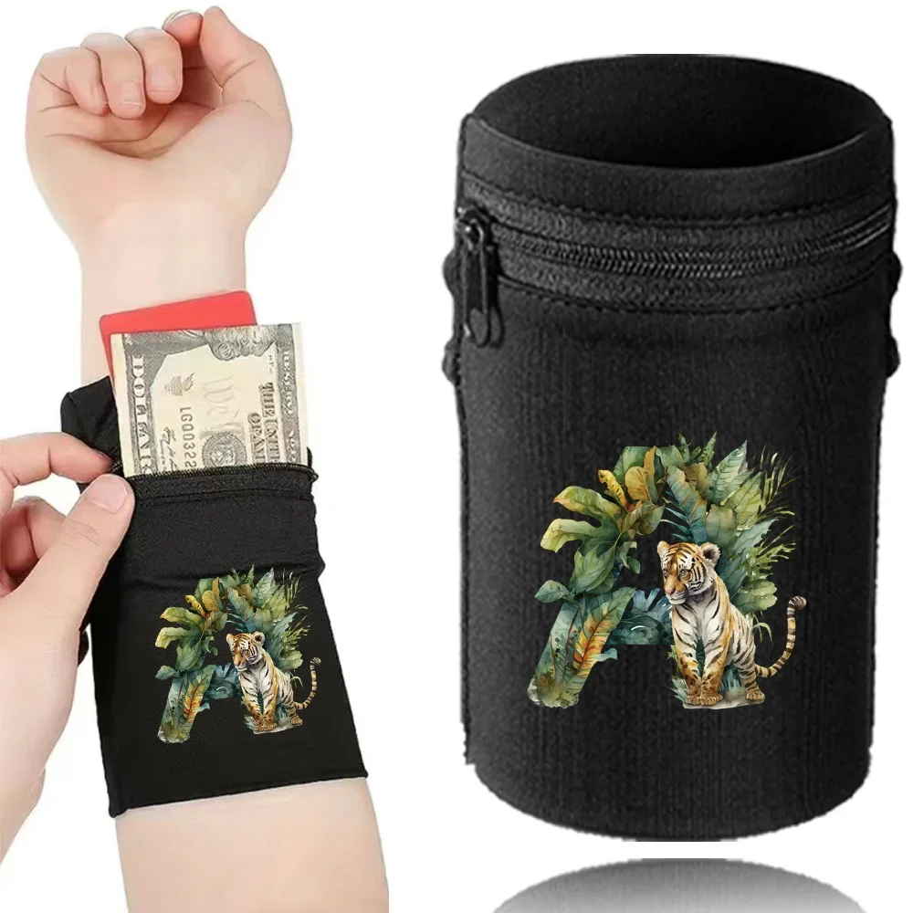 Sports Wristband Bag Wrist Protector Running Sport Safety Black Series Support Brace Wrap Wristband Jungle Tiger Style Wrist Bag