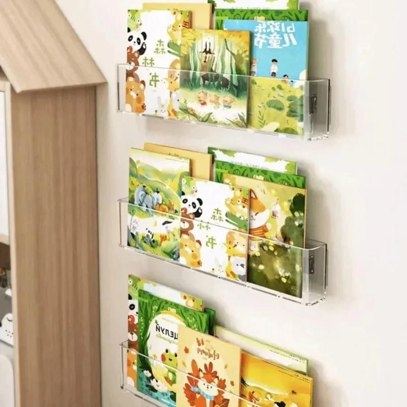 Acryl-Bilderbuchständer Bücherregal Kinder-Wandregal Hinter der Tür Lesemagazin-Aufbewahrung Wandhängendes Bücherregal