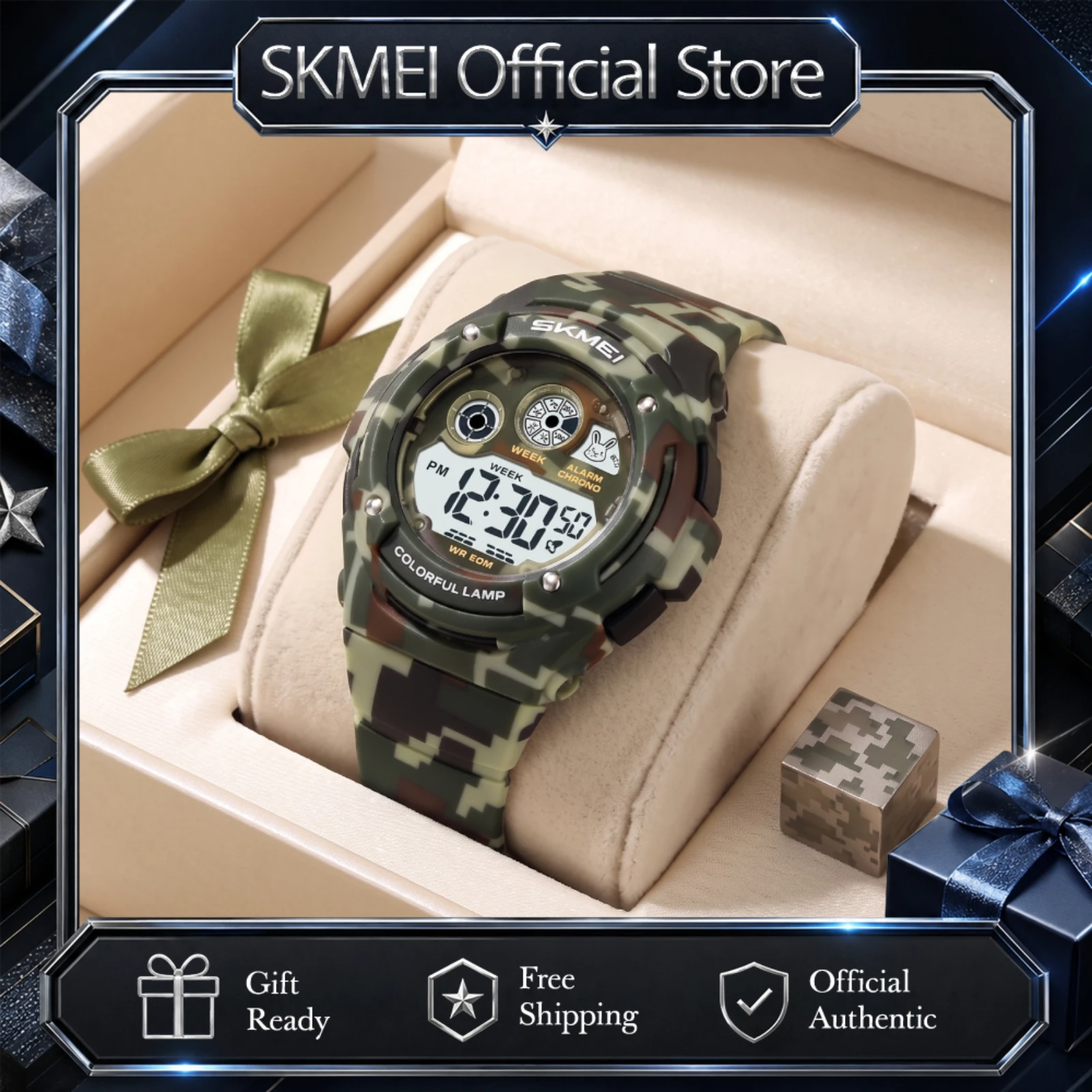 SKMEI 2430 Kids Watch 50M Waterproof Child Digital Watches Alarm Clock LED Backlight Wristwatch For Birthday Children’s Day Gift