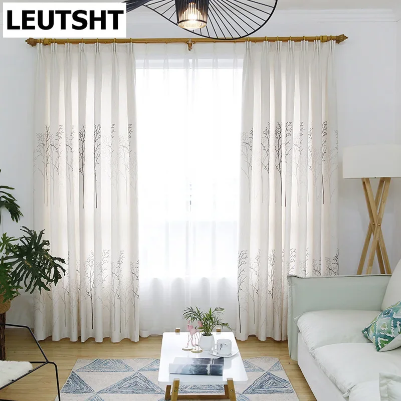 

New Modern Curtains Blackout for Living Dining Room Bedroom Simple Printed Branch Fabric Curtain for Kitchen Window Room Decor