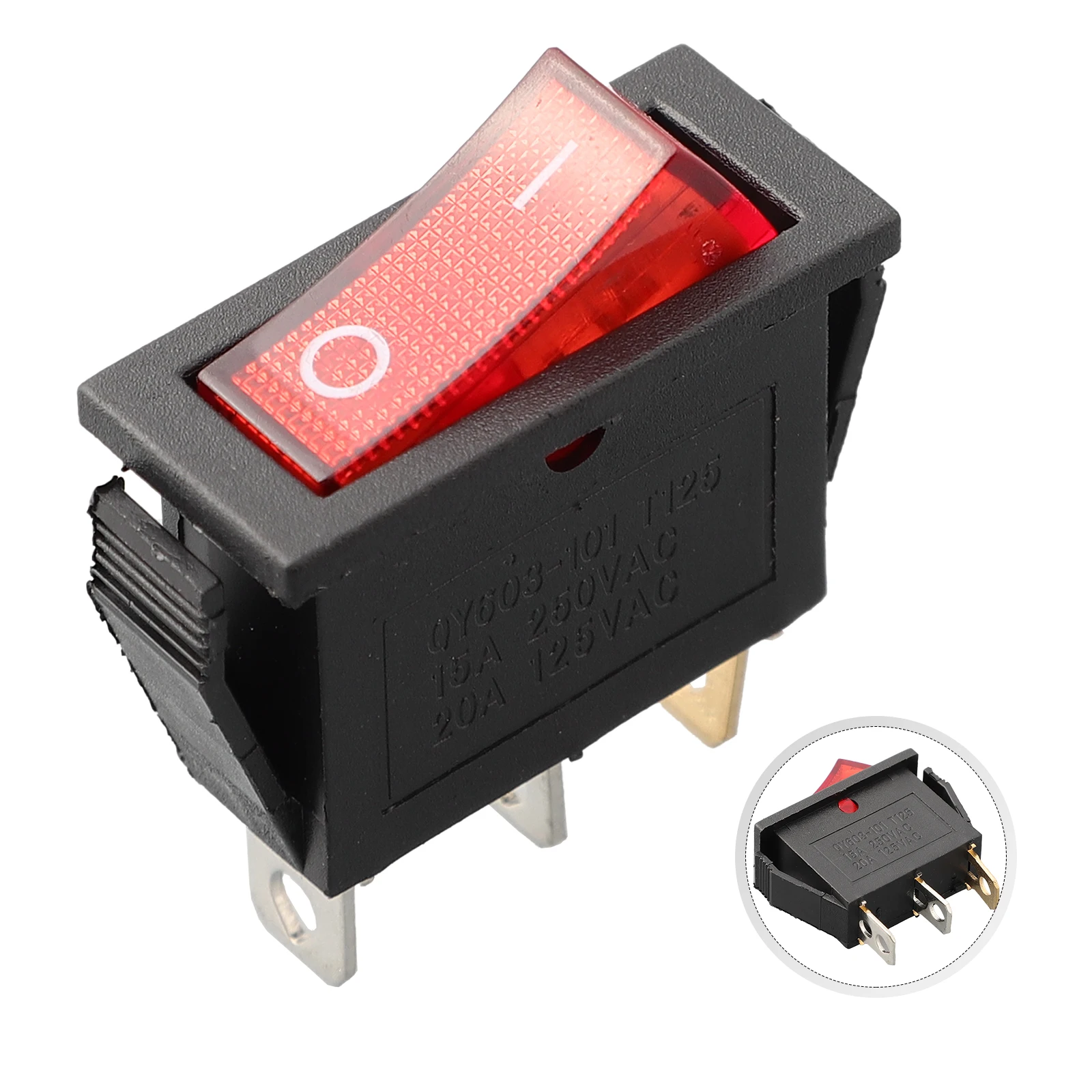 자동차 브랜치 회로 충전 전원용 로커 스위치, AC 20A, 125V, 레드, 옐로우, 블루, 그린, 블랙, 31mm x 14mm x 35mm, 1 개