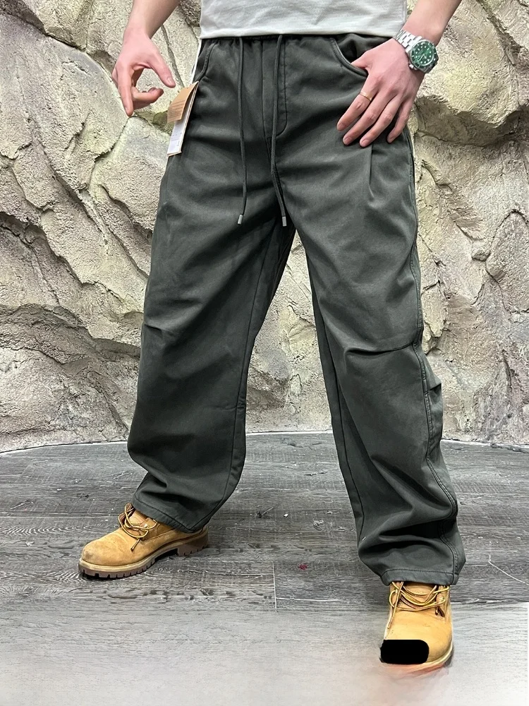 

Теплые повседневные брюки на флисовой подкладке, свободного кроя, с высокой талией, прямые, из хлопкового денима, серия Mountain Line