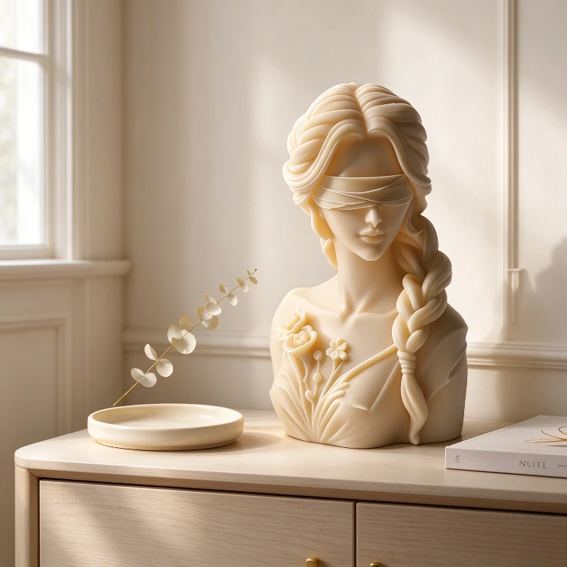 Blindfolded Themis Goddess Bust Statue,Elegant Decor for Law Office &Study,Symbol of Fairness & Integrity,Professional Sculpture