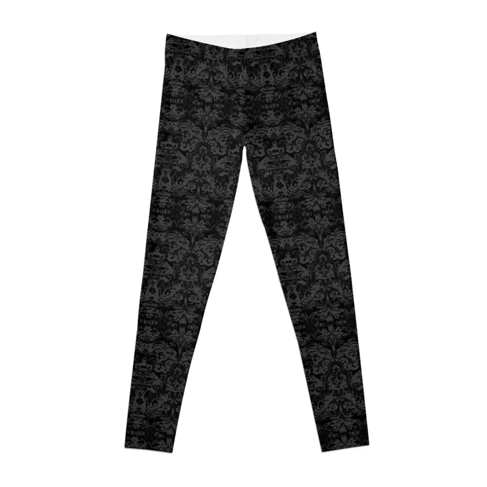 Very Vintage Grunge Damask in Black Leggings Jogger pants sports for sports for gym Womens Leggings