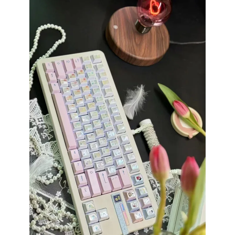 

Mermaid Tears Full Set Metal Keycaps Original Costom Sanmu Cute Keycap Opaque Cherry Profile Point Key Cap for Keyboard Gifts