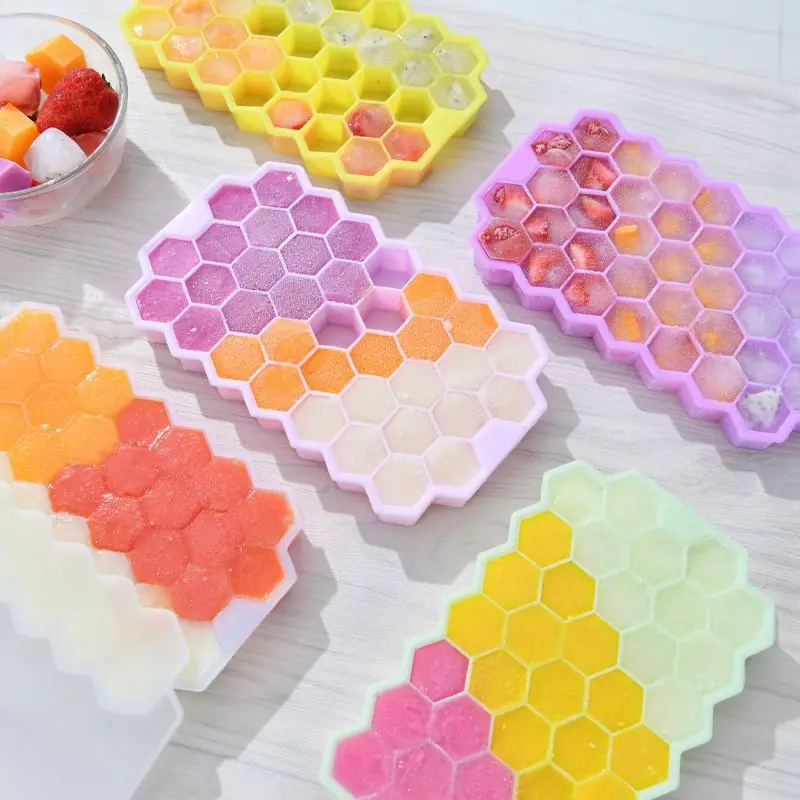 1/3/5 Pcs Silicone Covered Honeycomb Ice Grid Ice Mold 37 Grid Ice Making Mold New Ice Grid Ice Cream Ice Cube Box
