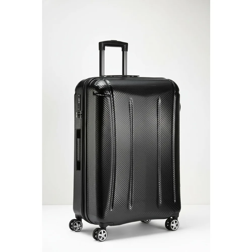 

30-Inch Hardside Checked Luggage with TSA Lock, Expandable Hardshell Suitcase with 8 Wheels for Smooth Travel, Black
