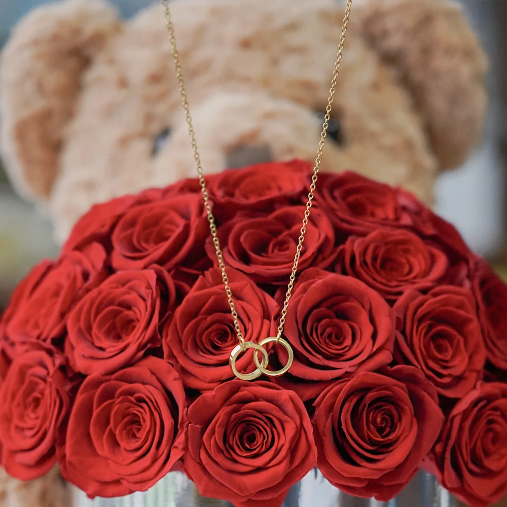 Minnaar Ring Vorm Gegraveerde Namen Paar Rose Goud/Zilveren Kleur Ketting Mode Sieraden Cadeau Voor Gilr Boy Vrouw Gilrfriend