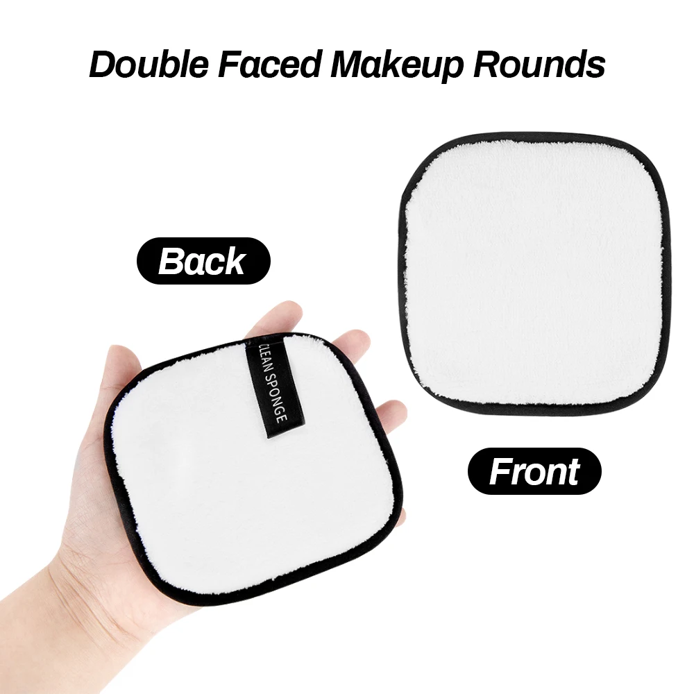 Double Sided Makeup Remover Pads Microfiber Make Up Removal Sponge Reusable Face Cosmetic Cleaning Cotton Wipes Beauty Tools