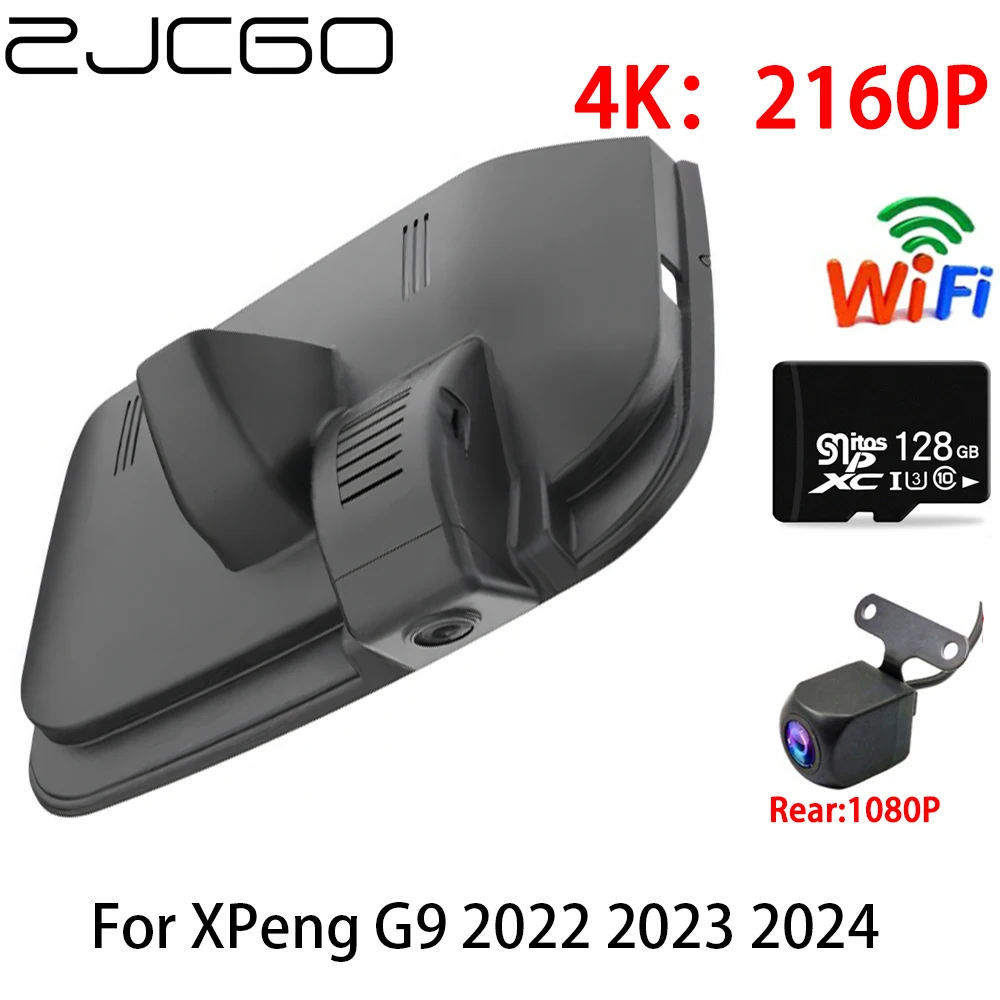 ZJCGO 2K 4K Car DVR Dash Cam Wifi Front Rear Camera 2 Lens 24h Parking for XPeng G9 2022 2023 2024