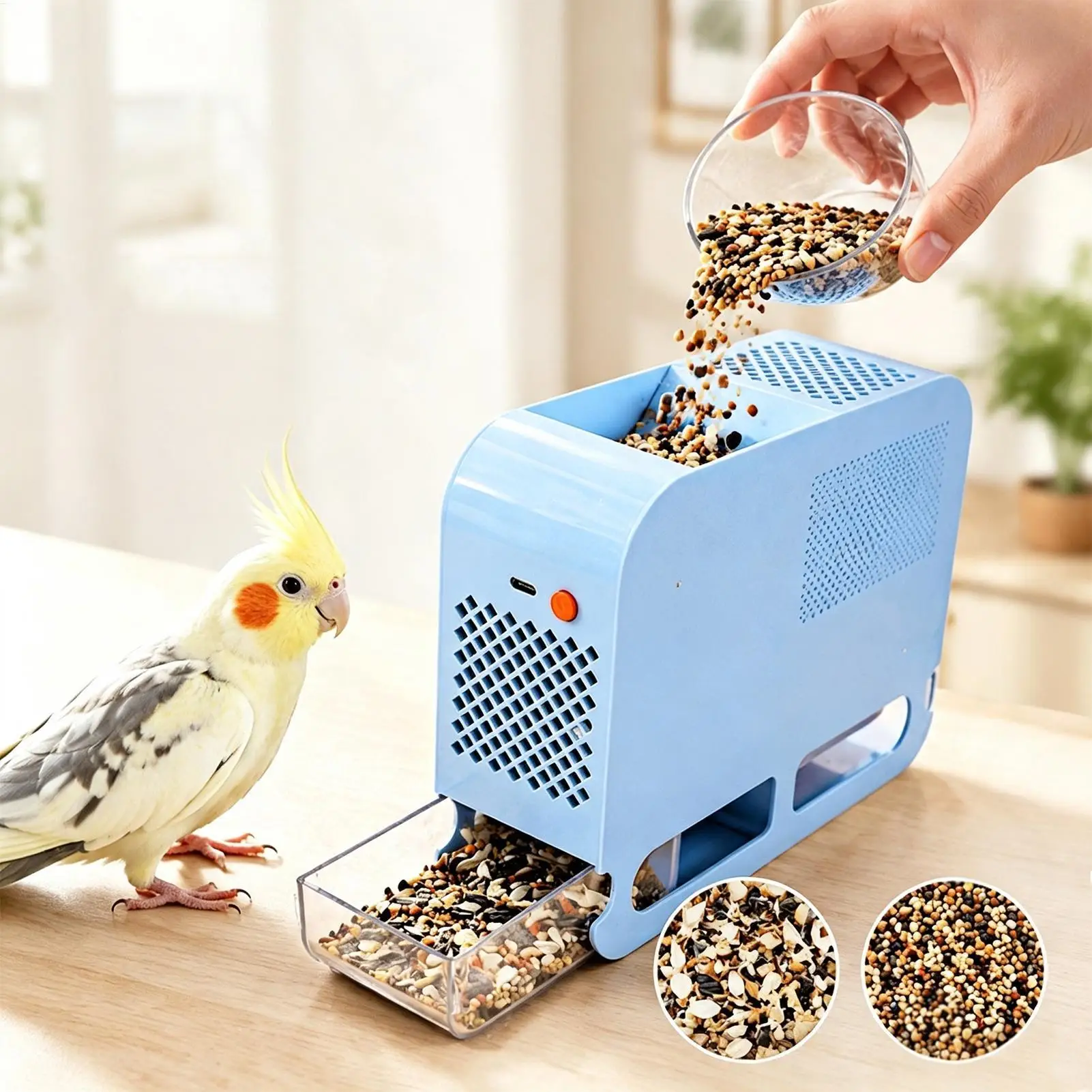 Elektrische Vogelfutter-Schalenblasmaschine, effizient, mit einstellbarer Geschwindigkeit, Vogelfutter-Separator, leiser Betrieb, spart Zeit – Detail 13
