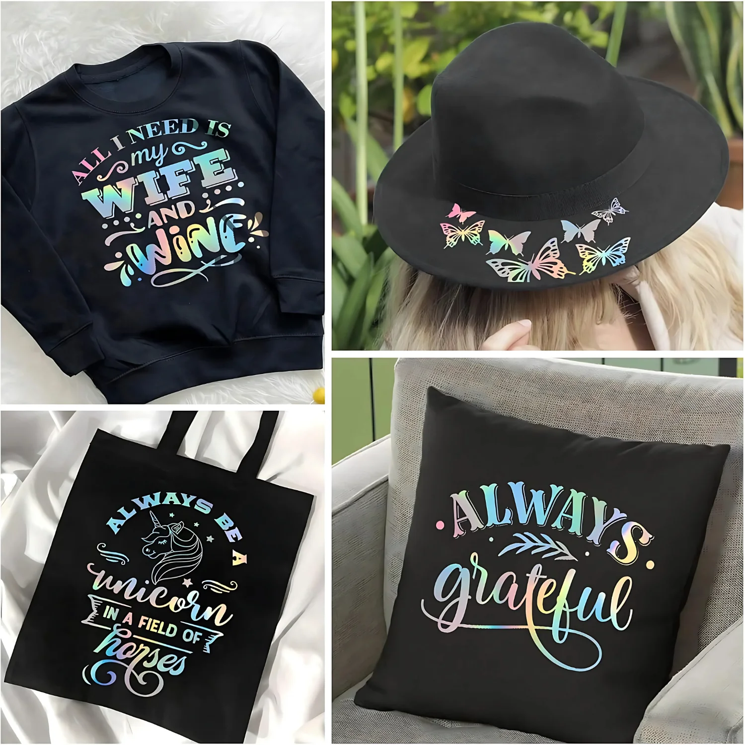 1 Roll Holographic HTV Vinyl,Heat Transfer Vinyl,Iron on Vinyl for Cricut T-Shirts DIY Design, Silhouette&Heat Press Machine - view 6