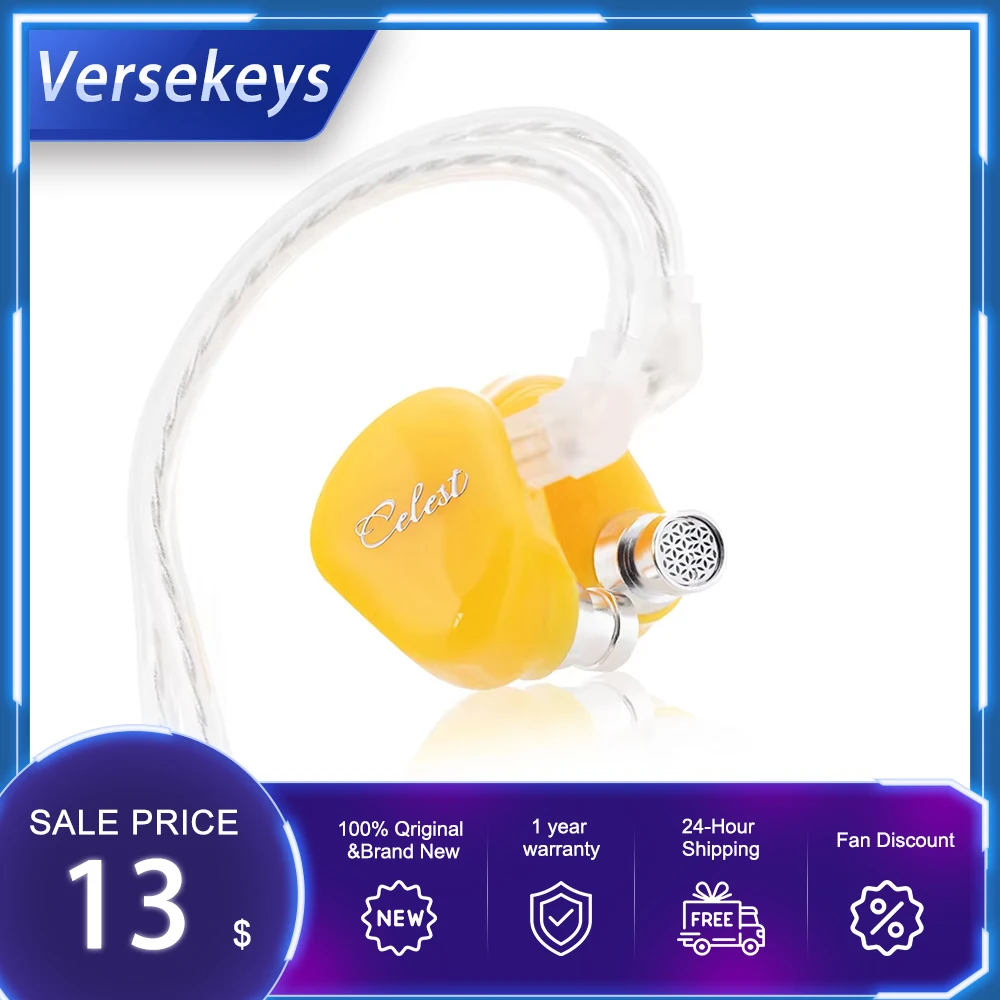 Celest Rue In Ear Earphones With Mic Composite Titanium Diaphragm 6mm Micro Dynamic Driver Headset Cable Hifi IEMs For Gifts